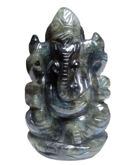 Crystal Ganesha Idol for Home D?cor Peace and Serenity Happy Man for Good Luck, Wealth, Prosperity at Home,Office Ganesha Idol For Gift Item (Labradorite)