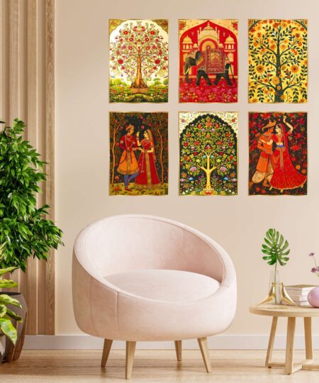 Set of Six Wall Paintings for Wall Dacoration Golden Framed Wall Paintings for Living Room & Bedroom Wall Art for Home Decoration & Office Wall Décor (13x10 inch CH-GD6-10)