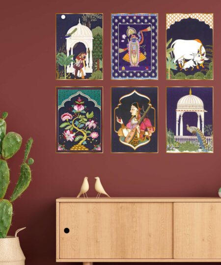 Set of Six Wall Paintings for Wall Dacoration Golden Framed Wall Paintings for Living Room & Bedroom Wall Art for Home Decoration & Office Wall Décor (17x13 inch CH-GD6-3)