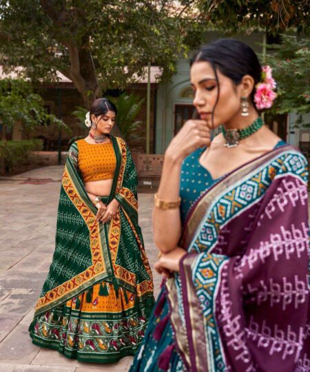 Women's Traditional Printed Lehenga Choli Set with Bandhani Dupatta ? Festive & Navratri Wear